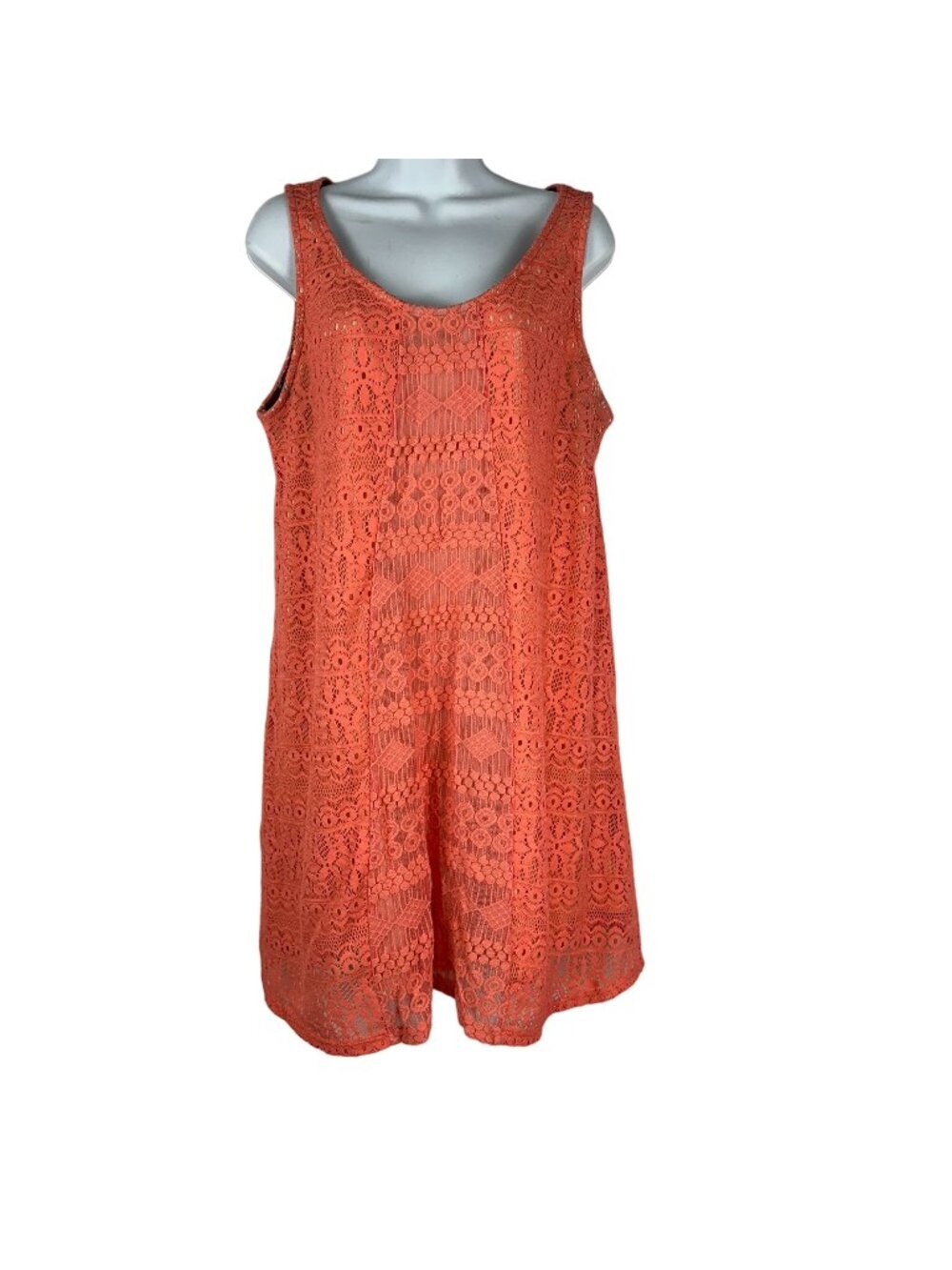 Xhilaration XXL Women’s Orange Sleeveless Crochet Overlay Dress Relaxed Summer